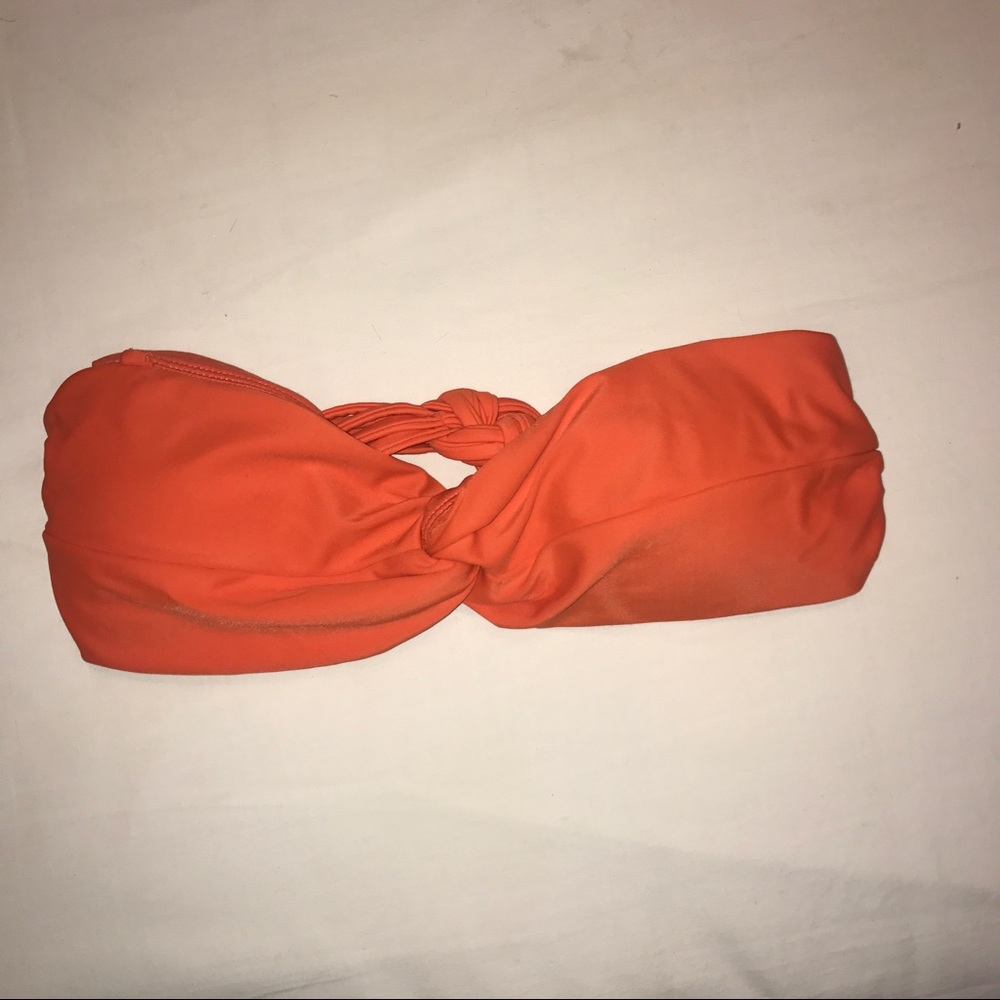 Orange strapless bikini top